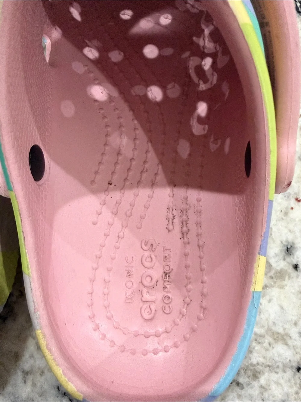 CROCS SzC13 Kids Pastel Multicolor Clog with Pink Strap